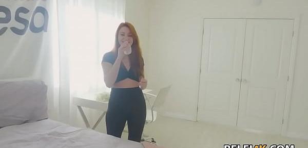  Shy redhead having a huge cum in front of the cameras